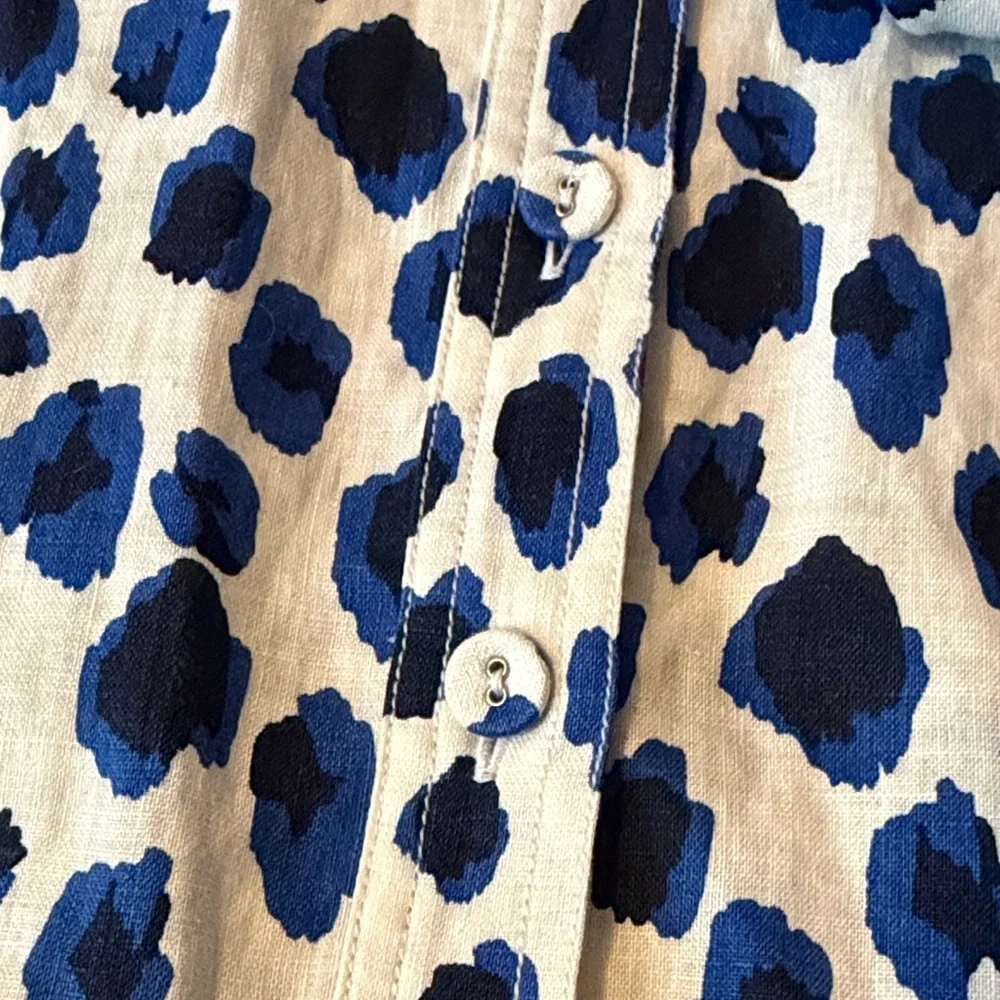 Boden White and Blue Leopard Print Button-Down Shirt - Picture 6 of 6